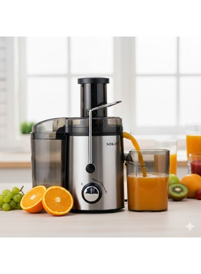 sokany SK-JB-175 Sokany Electric Juicer, 2 Speeds - High-Quality Stainless Steel - For fresh and healthy juice in seconds - Silver and Black - Image 2